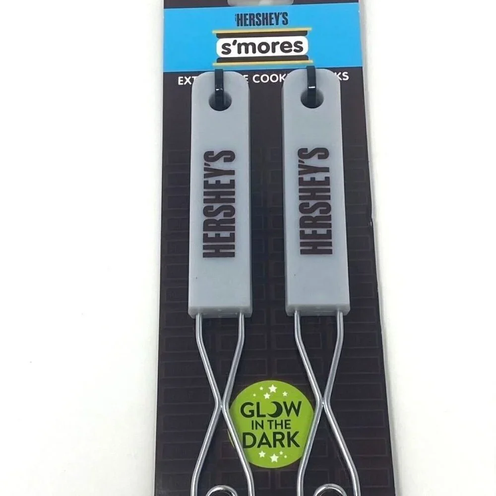 Hershey's S'mores 2pk Extension Fork Grill Tools Silver Glow in the Dark